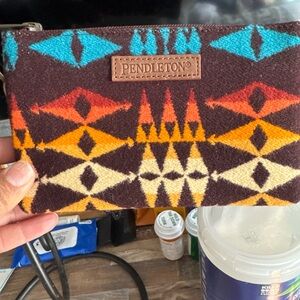 Pendleton Geometric Toiletry Bag in Brown and Blue